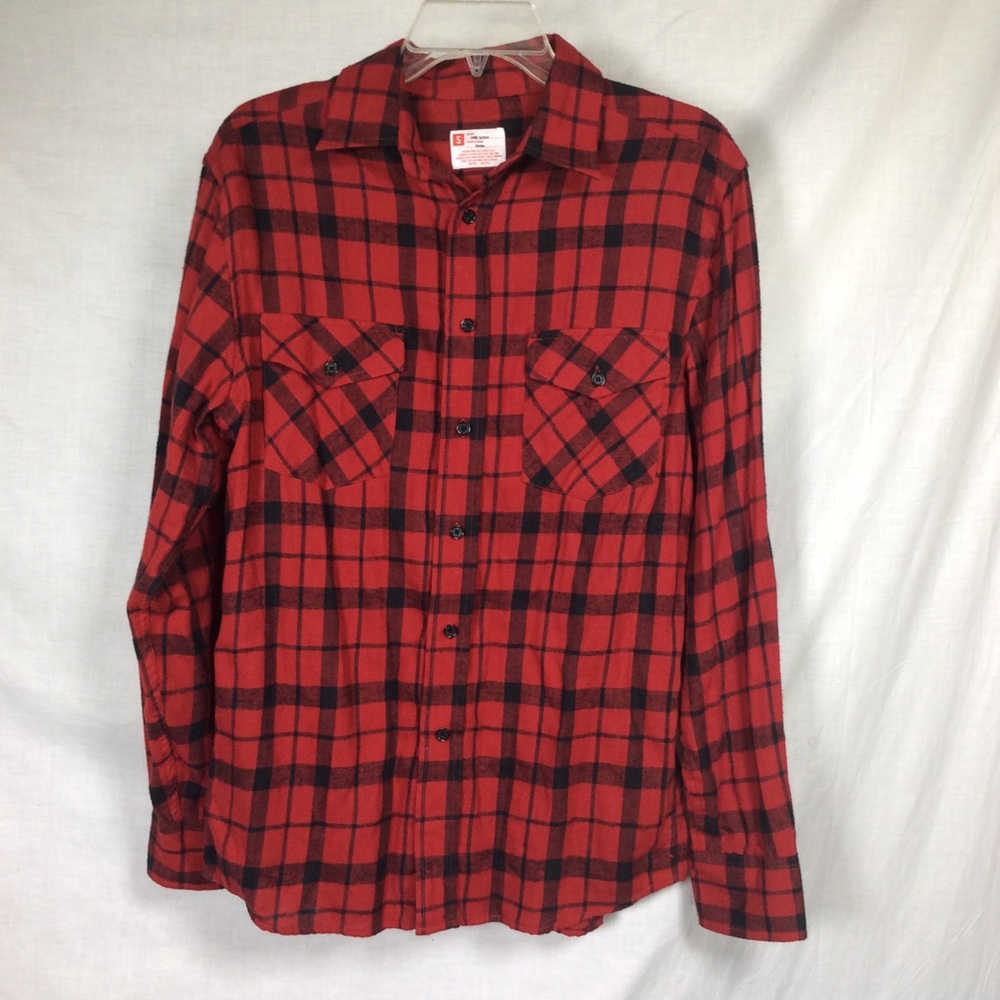 Target Men’s Red/Black Plaid Flannel Shirt, Sz S Hipster Western